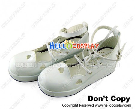 Mirror White Lacing Ankle Strap Platform Sweet Lolita Shoes