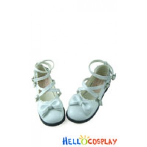 Mirror White Bows Ruffle Sweet Chunky Princess Lolita Shoes