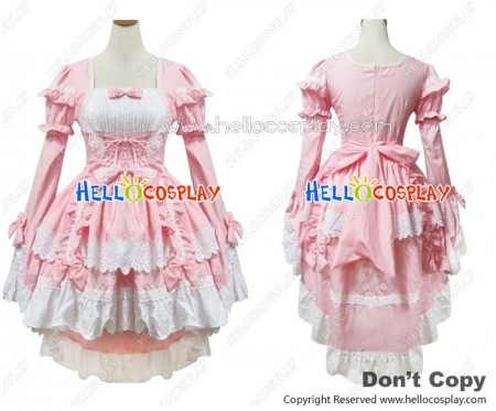 Angel Feather Cosplay Lolita Bonzer Swallowtail Pink Maid Dress