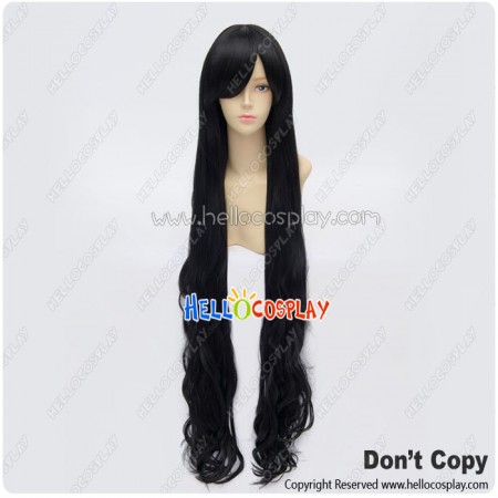 Wig 100cm Cosplay Long Curly Pure Black Universal