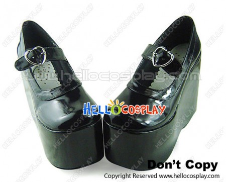 Mirror Black Buckles Strap Platform Punk Lolita Shoes