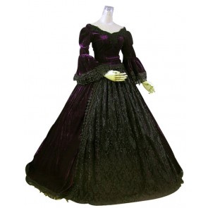 Victorian Lolita Reenactment Period Velvet Lace Gothic Lolita Dress