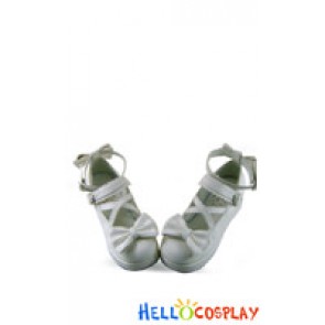 White Bow Ruffle Straps Platform Sweet Lolita Shoes