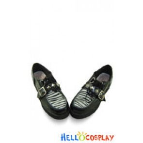 White Zebra Lace Buckles Platform Punk Lolita Shoes