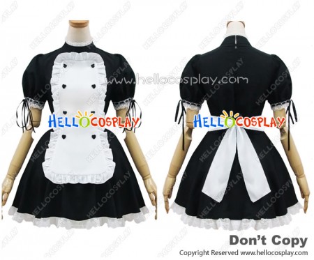 Angel Feather Cosplay Heart Shaped Button Maid Dress Costume