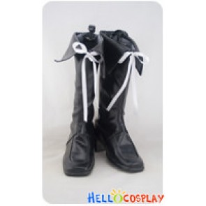 AKB0048 Cosplay White Ribbon Black Boots