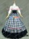 Victorian Gothic Ball Gown Reenactment Stage Punk Blue Tartan Lolita Dress Costume