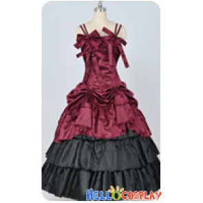 Southern Belle Satin Ball Gown Lavender Prom Red Lolita Dress