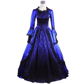 Marie Antoinette Victorian Ball Gown Prom Royal Blue Wedding Dress