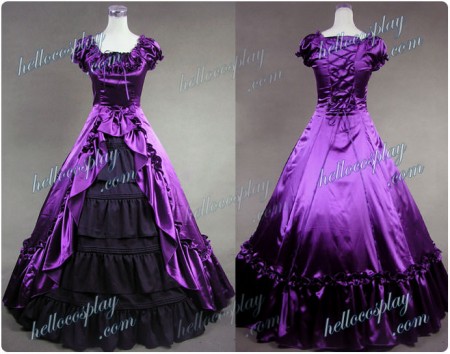 Renaissance Gothic Reenactment Dress Ball Gown Purple Dress