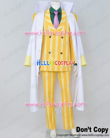 One Piece Cosplay Admiral Sakazuki Kizaru Borsalino Costume Yellow Stripe