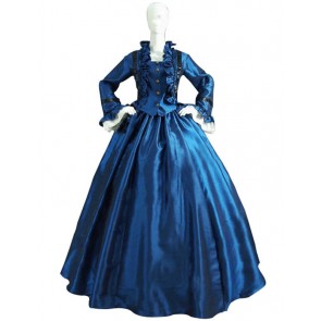 Victorian Lolita Civil War Satin Evening Gothic Lolita Dress Royal Blue