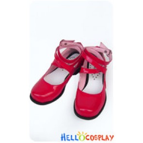 Mirror Red Pop Crossing Straps Chunky Princess Lolita Shoes