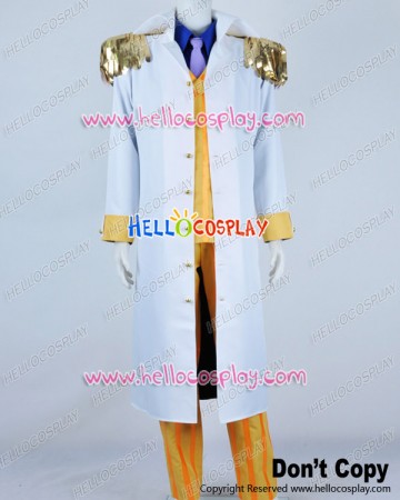 One Piece Cosplay Admiral Sakazuki Kizaru Borsalino Yellow Stripe Suit Costume