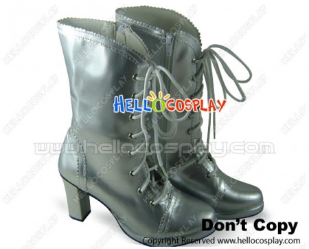 Silver Ruffle Lace Zipper Chunky Punk Lolita Boots