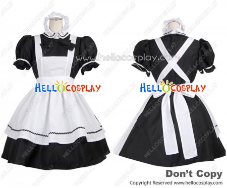 Ordinary Bow Knot White Black Cosplay Maid Dress Costume