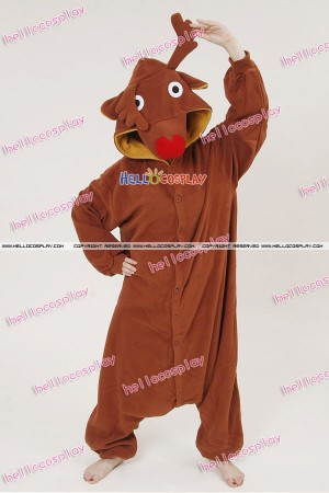 Kigurumi Costumes Dark Brown Reindeer Pajamas