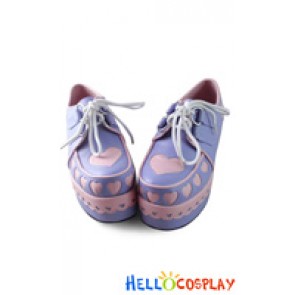 Punk Lolita Shoes Purple Pink Heart Shaped Lace Platform Shoelace