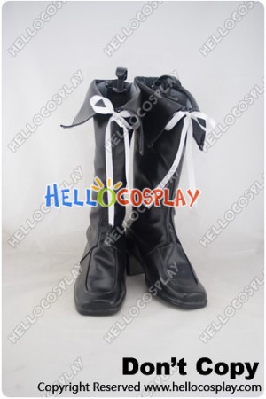 AKB0048 Cosplay White Ribbon Black Boots