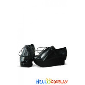 Black Bow Lace Platform Black Soles Sweet Lolita Shoes