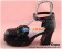 Black Flower Ankle Strap Chunky Sweet Lolita Shoes