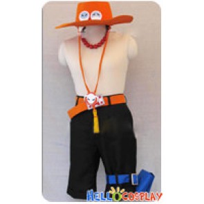 One Piece Cosplay Portgas D Ace Costume Orange Hat Belt Full Set