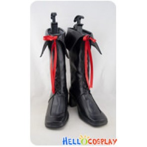 AKB0048 Cosplay Shoes Red Ribbon Black Boots