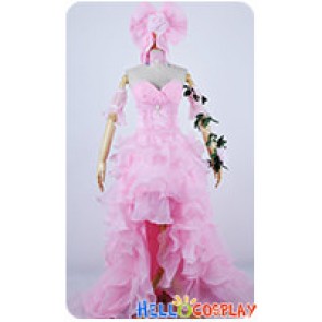 Vocaloid 2 Cosplay Kagamine Rin Pink Long Formal Dress Costume