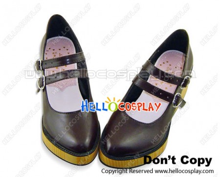 Brown Double Instep Strap Platform Princess Lolita Shoes