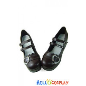 Matt Brown Two Straps Ruffle Platform Princess Lolita Shoes