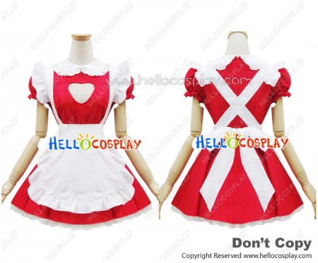 Angel Feather Cosplay Cute Cat Maid Dress Red White