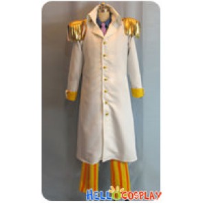 One Piece Cosplay Kizaru Borsalino Costume Admiral Sakazuki Yellow Stripe Suit