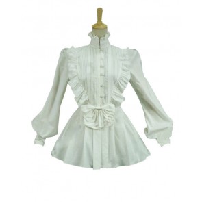 Victorian Lolita Reenactment Romantic Ruffle Blouse Gothic Lolita Dress White