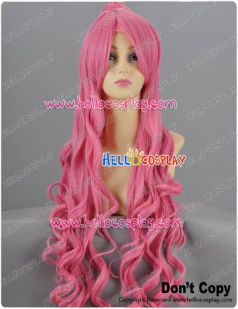 Hot Pink Curly Long Cosplay Wig with Clip-On Ponytail