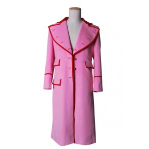 Doctor Dr Time Lady Romana Pink Trench Coat Cashmere Costume