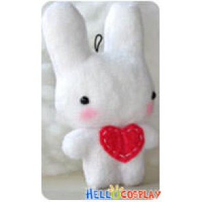 Cute White/Black Rabbit Plush Doll With Red Heart