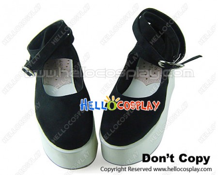 Black Suede White Soles Ankle Strap Platform Punk Lolita Shoes