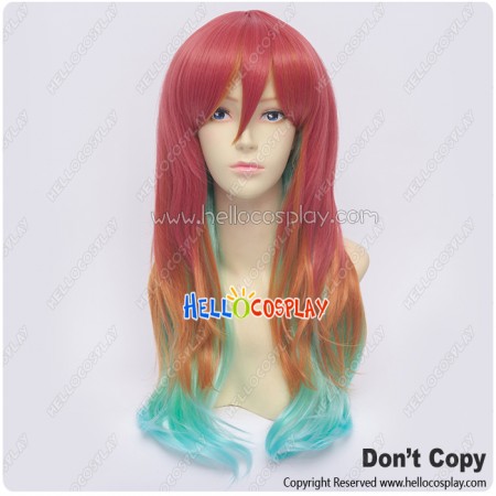 No Game No Life Cosplay Stephanie Dola Wig Long Red Orange Green Gradual Change