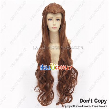 The Hobbit The Lord Of The Rings Silvan Elf Tauriel Wig Cosplay Pigtail Curly Long Brown
