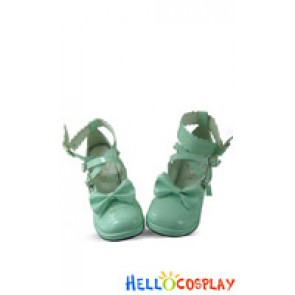 Mint Green Ankle Strap Crossing Straps Chunky Sweet Lolita Shoes