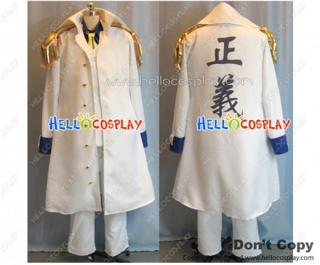 One Piece Cosplay Aokiji Kuzan Costume Admiral Sakazuki White Coat