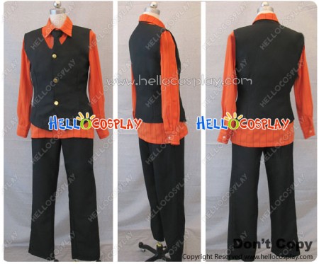 One Piece Cosplay Sanji Costume Orange Shirt Black Vest