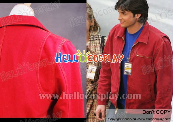 Smallville Clark Kent Cosplay Red Denim Jacket Coat Costume