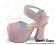 Matt Pink Double Ankle Straps Ruffle Chunky Sweet Lolita Shoes
