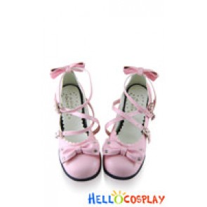 Pink Pearls String Chunky Princess Lolita Shoes