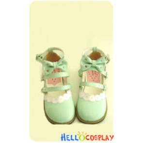 Mint Bow Straps Flat Sweet Lolita Doll Shoes