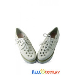 White Lace Round Hole Platform Punk Lolita Shoes