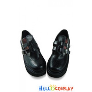 Black Double Buckles Platform Punk Lolita Shoes