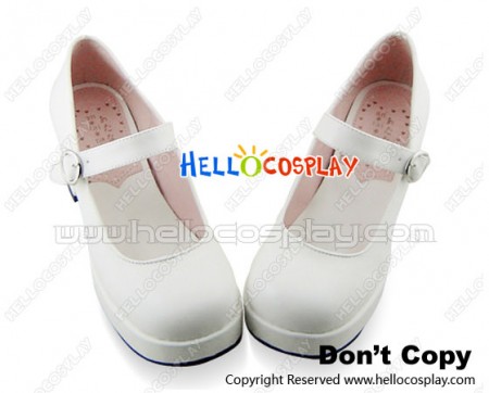 White Instep Strap Chunky Punk Lolita Shoes