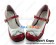 Red White Heart Shaped Ruffle Chunky Princess Lolita Shoes